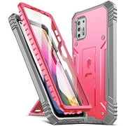 Poetic Revolution Series Case for Moto G Stylus (2021), Full-Body Rugged Dual-Layer Shockproof Protective Cover with Kickstand and Built-in-Screen Protector, Pink