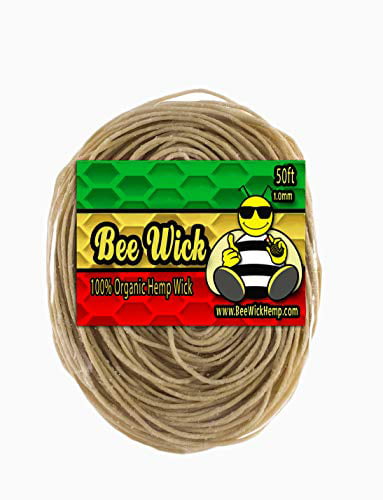 50ft of 100% Organic Hemp Wick 1.0mm Waxed by Hand in The USA with American Beeswax 