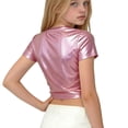thumbnail image 2 of Eltusu Girls Short Sleeve Tops , Sequin Shiny Performance Crew Neck Kids T-Shirts Hot Pink Size 10-12 T, 2 of 6