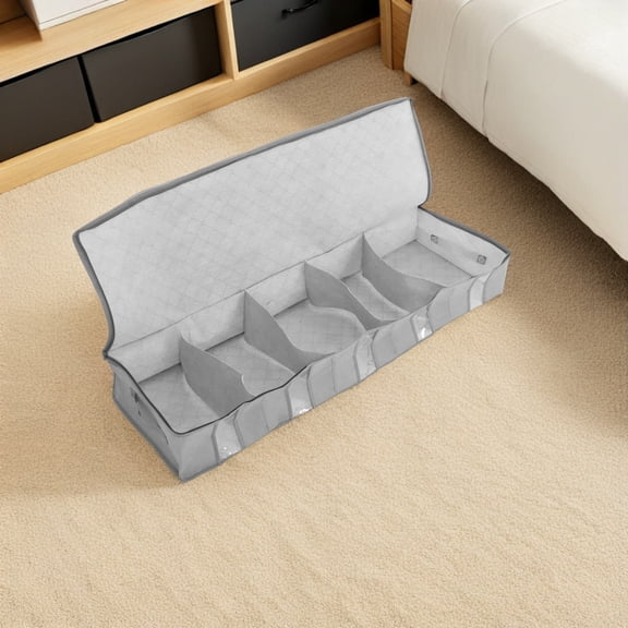 HONMEET Foldable Grey Under Bed Storage Bags, Non-Woven Fabric, Set of 2, Space-Saving Organizers for Clothes and Bedding