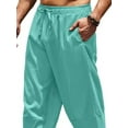 thumbnail image 3 of DYMADE Men's Chino Cotton Linen Casual Solid Color Drawstring Cropped Pants, 3 of 4