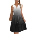 thumbnail image 2 of TaTaai Women's Spring Summer Print Dress V-Neck Sleeveless Button Front Solid Color Loose Casual Midi Long Dress for Daily Home Beach Wear Gift, 2 of 7