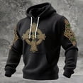 thumbnail image 2 of IWRICH Men's St. Patrick's Day Printed Waffle Knit Hoodie Irish Celtic Cross Shamrock Sweatshirt Black L, 2 of 4