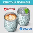 thumbnail image 4 of 12oz Stemless Wine Tumblers White and Blue Of Animal Print Vacuum Insulated Stainless Steel Travel Tumbler Cups Mug with Lid and Straw for Champaign,Cocktail,Beer with Cleaning Brush, 4 of 5
