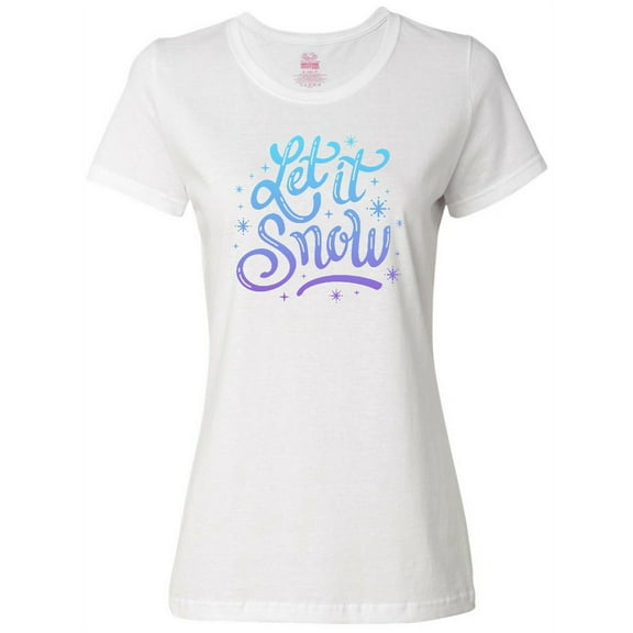 Inktastic Winter Let It Snow Lettering in Blue with Snowflakes Women's T-Shirt