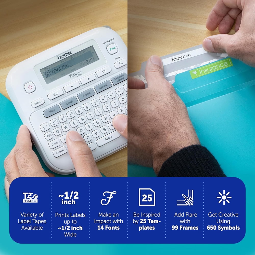 Brother PTD220 Home/Office Everyday Label Maker Bundle, INCLUDES Carrying Storage Case