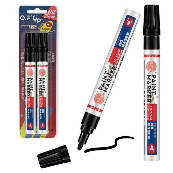 OFC-P Oil-Based Permanent Paint Marker Pen,Medium Tip,Black,Pack of 2