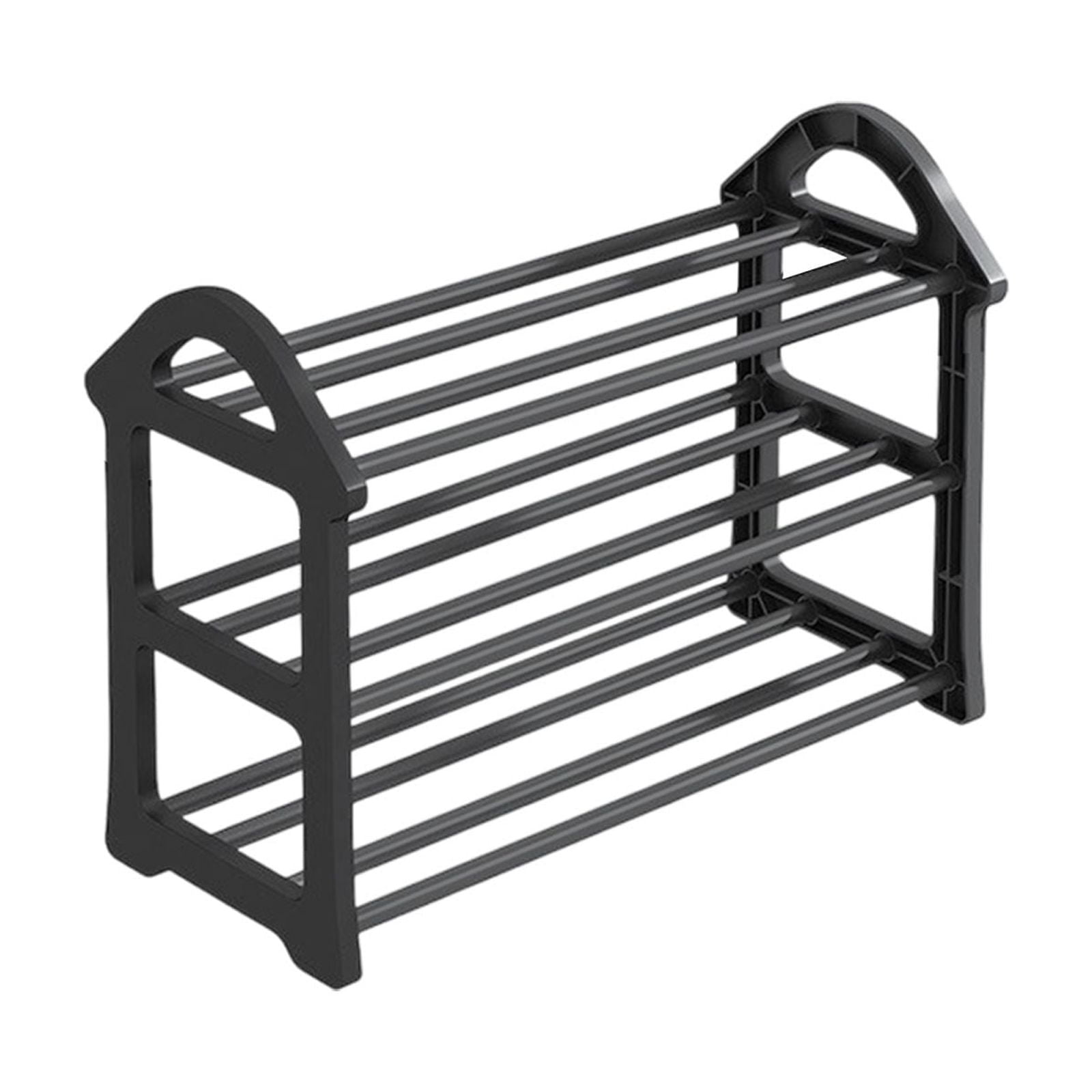 Merryso 3 Tier Plastic Shoe Rack, Black Shoe Organizer for Entryway, Closet & Bedroom, Easy Install Small Shoe Storage with Slatted Ventilated Design, Space Saving Shoe Holder