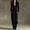 Black, variant on Women Faux Suede Jumpsuit, Loose Stand Collar Long Sleeve Front Zipper Wide Leg Athletic Romper with Side Pockets Light Blue XL(XL)