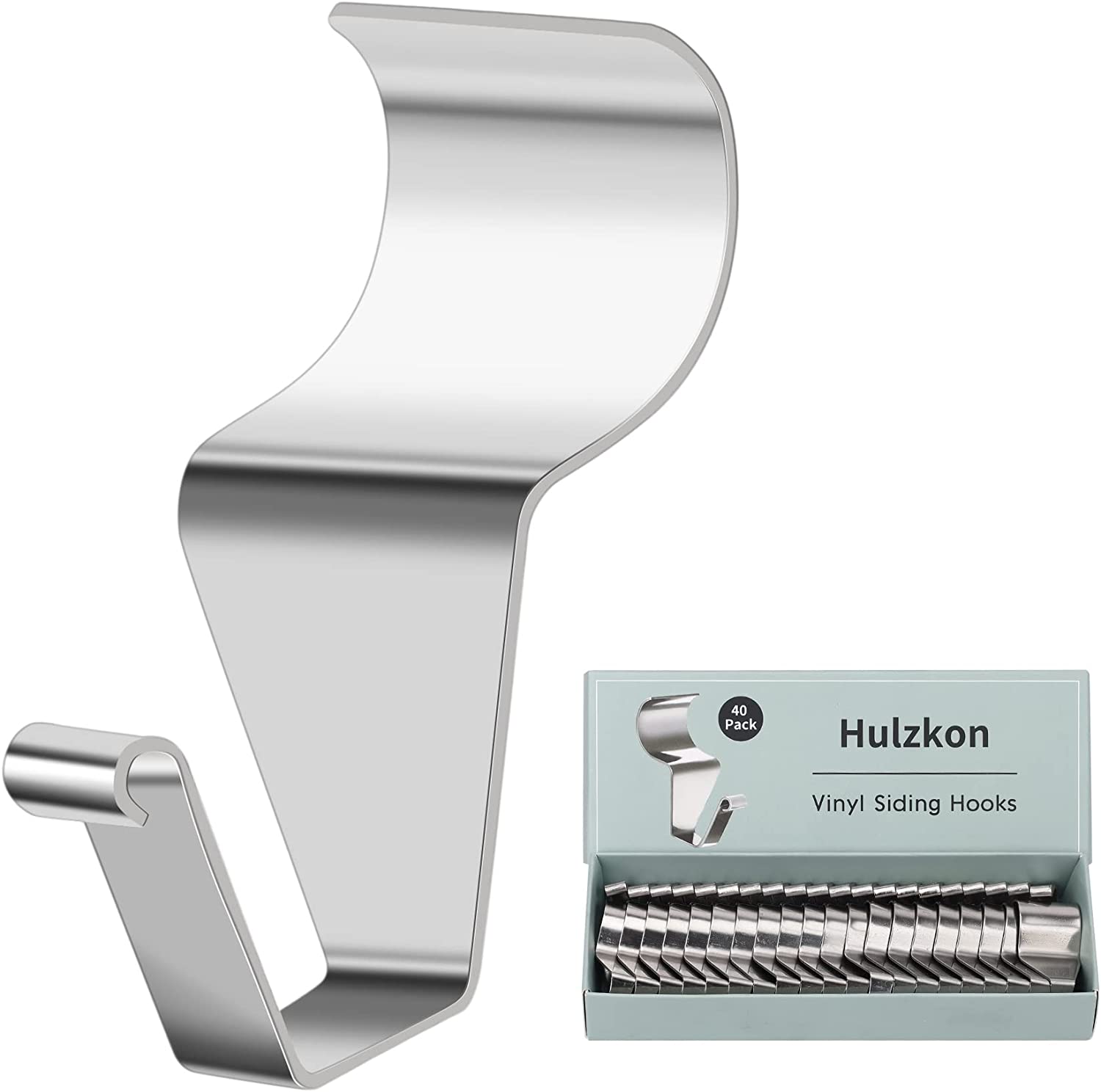 Vinyl Siding Hooks (40 Pack), Heavy Duty NoHole Hangers Low Profile Design for Vinly Siding