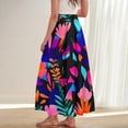 thumbnail image 6 of WMTBSRSW Floral Maxi Skirts for Women Summer High Waist A Line Flowy Beach Vacation Boho Midi Long Skirt Dark Blue 3X-Large, 6 of 9