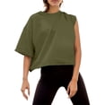 thumbnail image 2 of Women's Casual Shirts Short Sleeve Yoga Casual Loose Sports T Shirt Basic Cute Shirts S, 2 of 5
