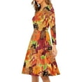 thumbnail image 2 of FKELYI Size M Women Dress Comfortable Thanksgiving Pumpkin Women Long Sleeve Dress Fall Maple Leaves Round Neck Dresses for Women Casual Midi, 2 of 4