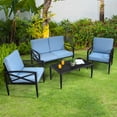 thumbnail image 3 of Topbuy 4-Piece Outdoor Aluminum Patio Conversation Set Cushioned Sofa Chair with Coffee Table, 3 of 5