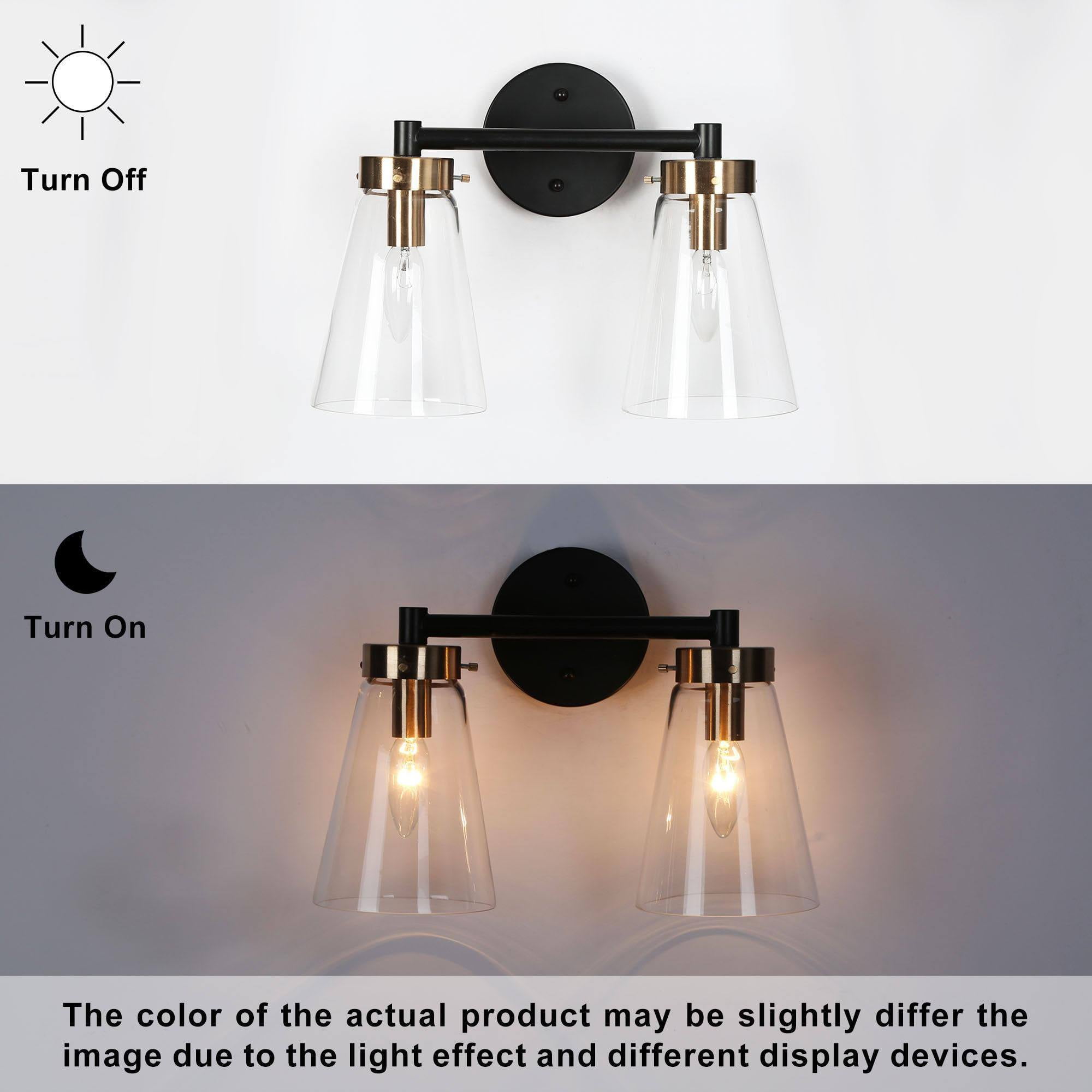 LNC Deferoiry 13.8-in 2-Light Matte Black LED Modern/Contemporary Vanity Light