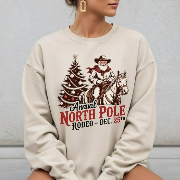 Cowboy Santa Sweatshirt - Vintage Rodeo Christmas