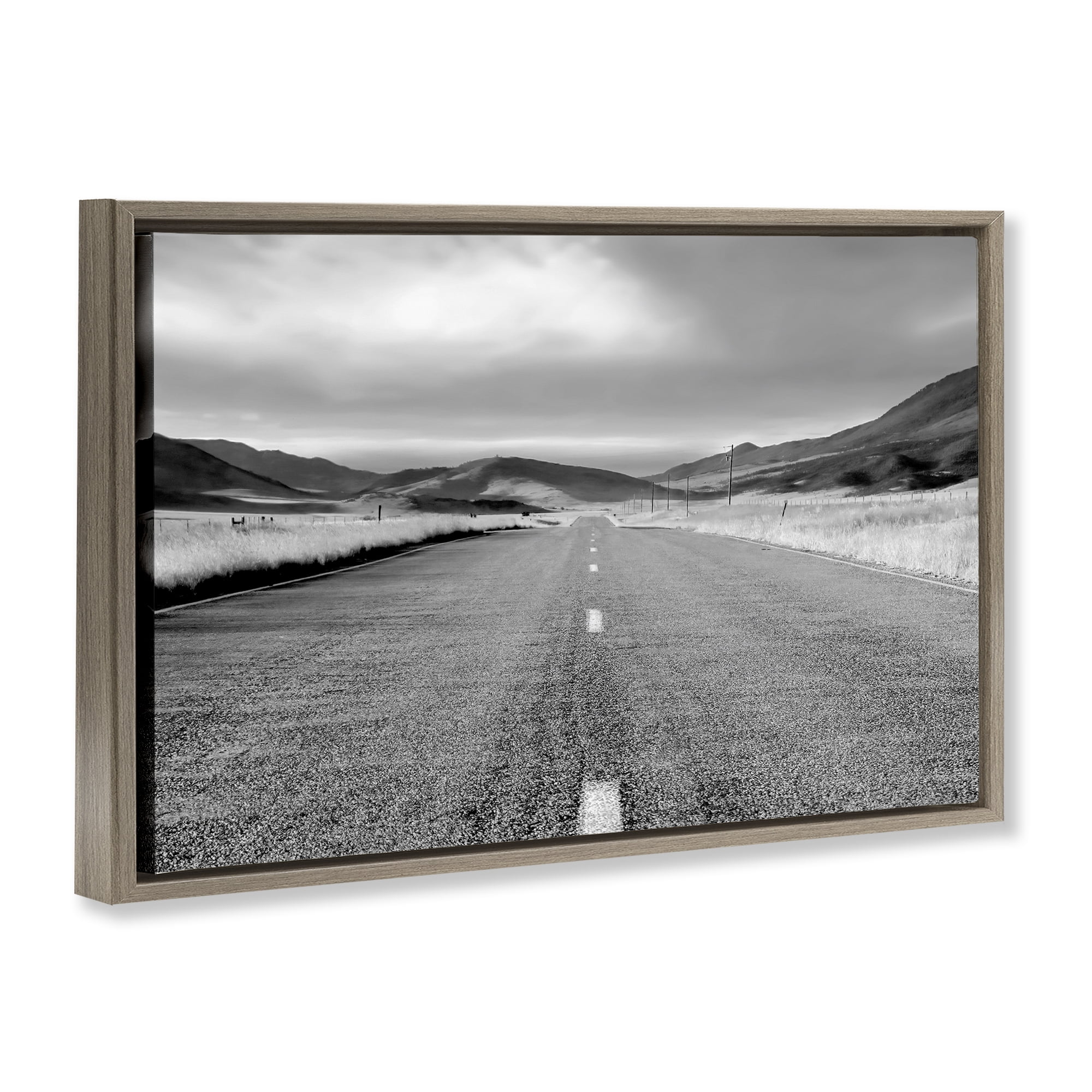 Stupell Industries Open Road Through Rolling Hills Brown Framed Floater Canvas Wall Art, design by Steve Toole