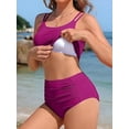 thumbnail image 4 of Womens Bikini Sets Built in Bra Adjustable Spaghetti Swinsuits High Waisted Ruffled Two Piece Swimsuits with Side Pockets, 4 of 8