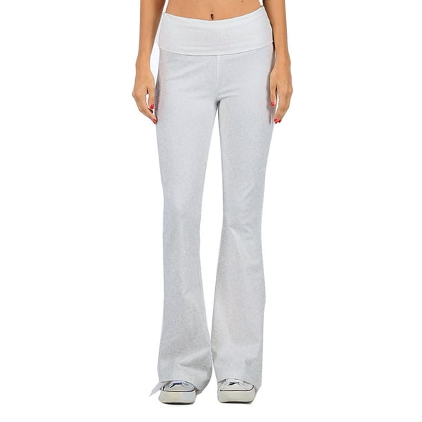 KOGMO Women's Premium Cotton Flared Fold Over Yoga Pants Exercise Pants (S3X)