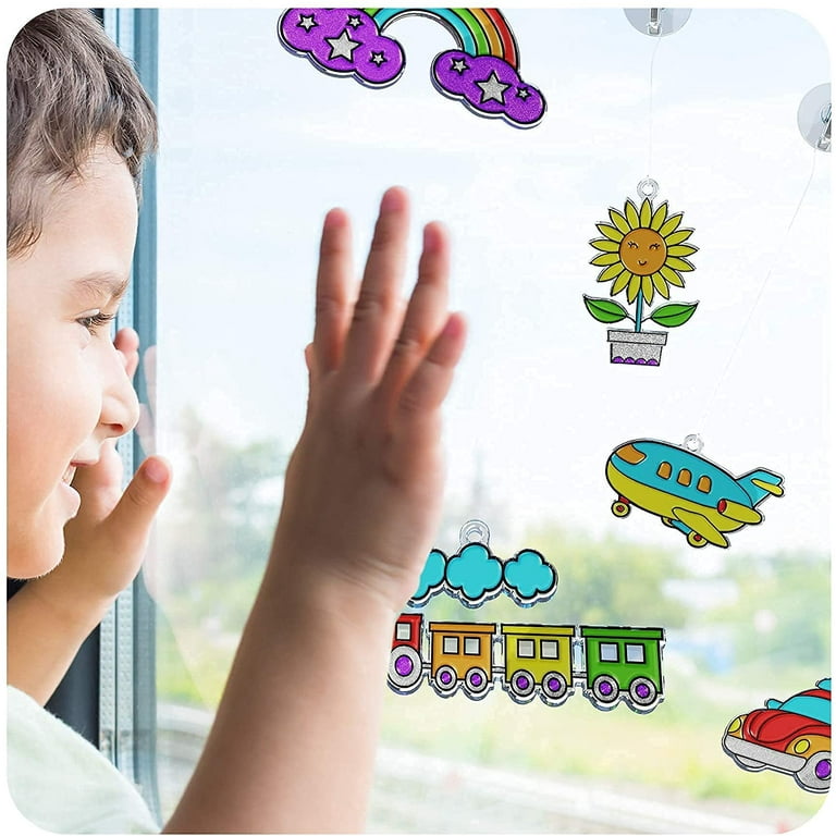 Sratte 48 Pcs Sun Catcher Kits for Art Window DIY Suncatchers Craft for  Kids Window Art Suncatcher Paint with 24 Suction Cups for Kids Ornament