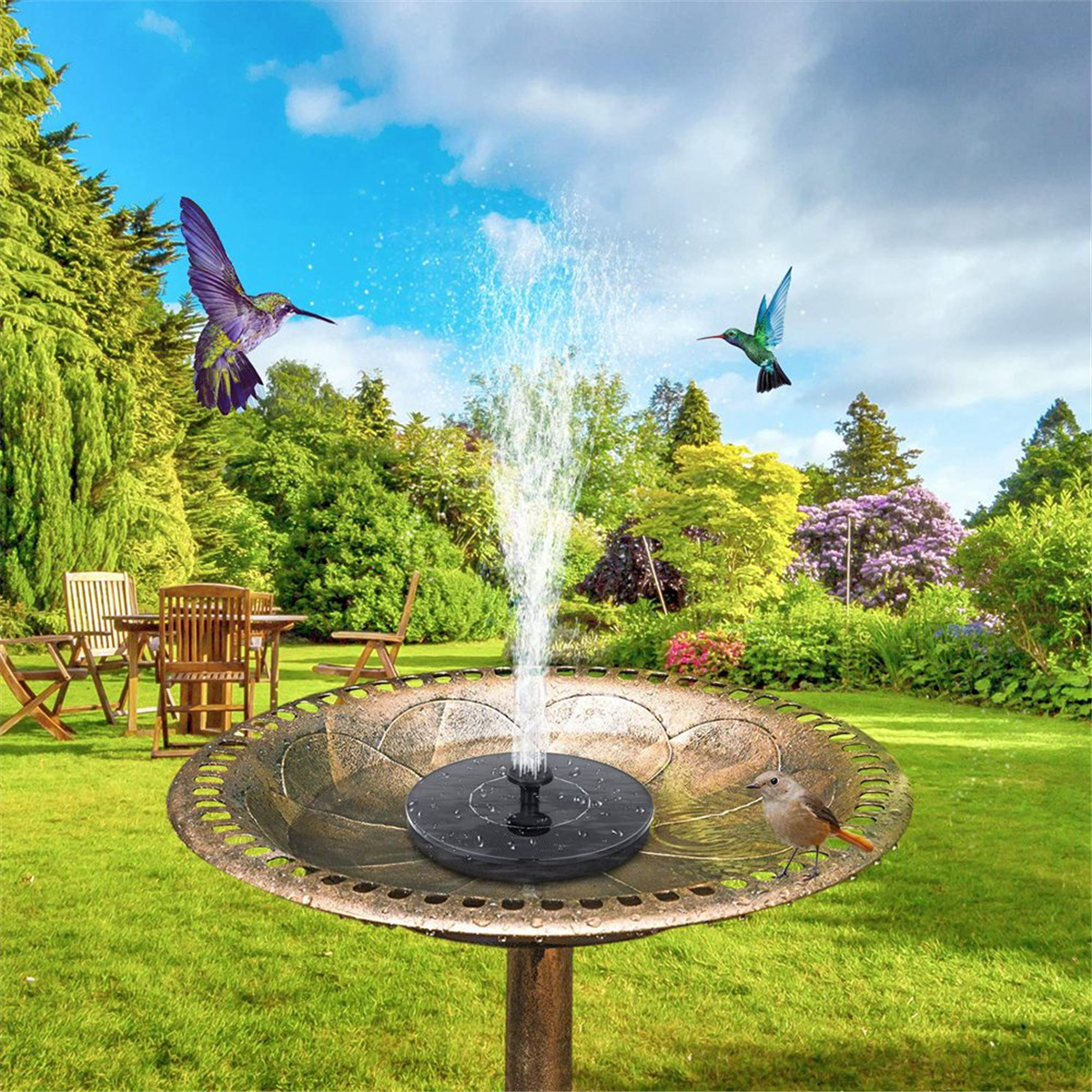 Solar Bird Bath Fountain Pump, Upgrade 3.5W Solar Fountain with 6 Nozzle, Free Standing wm58