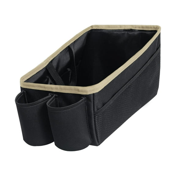 FH Group Multi-Use Tote Car Organizer with Cup Holders Universal Fit For Car Truck SUV Van, Portable Car Travel Organizer, Car Storage Bin - Beige
