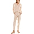 thumbnail image 4 of Jaclyn Intimates Embossed Velour Long Sleeve Henley and Joggers 2 Piece Loungewear Set (Juniors & Womens), 4 of 4
