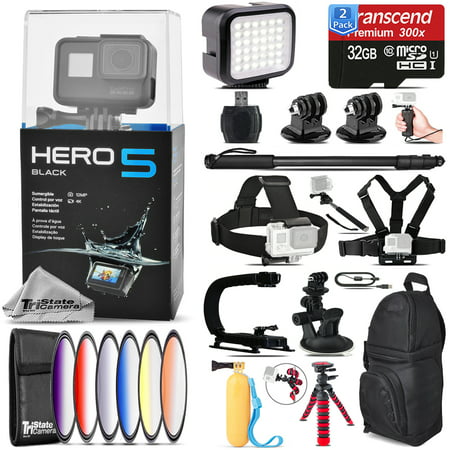GoPro Hero5 Black 4K Camera + 6PC Graduated Filter + Backpack - 64GB Bundle (Best Gopro Red Filter)