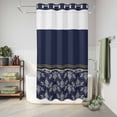 thumbnail image 6 of No Hook Shower Curtain, Boho Navy Blue Flower Shower Curtains for Bathroom with See Through Top Window, Abstract Bohemia Pesley Floral Waterproof & Washable Bath Curtain Small Stall 36"x78", 6 of 9
