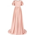 thumbnail image 2 of Drtj 2-14T Kids Teens Junior Flower Girl Wedding Bridesmaids Flowy Chiffon Ruffles Sleeve Pageant Long Dress, 2 of 7