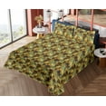 thumbnail image 4 of Ambesonne Steampunk Fitted & Flat Sheet with Shams 4 Pcs Set, Abstract City Urban Print, Queen, Amber Mustard Seafoam, 4 of 5