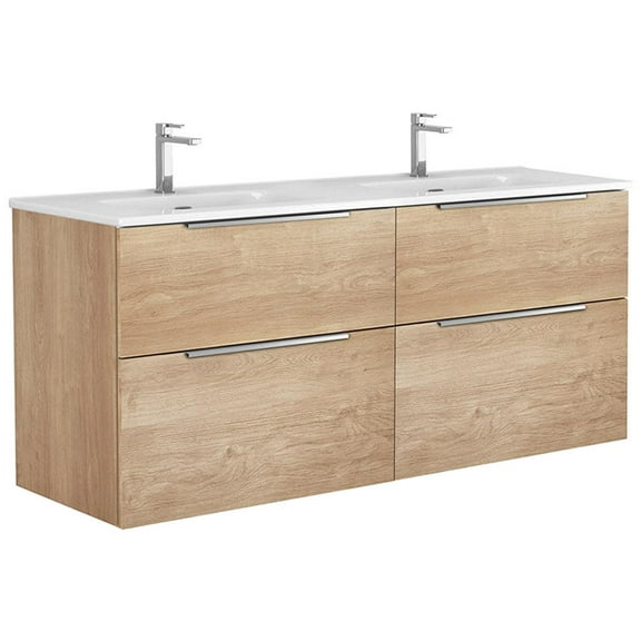 Ws Bath Collections Dalia C140d Dalia 54" Wall Mounted Double Basin Vanity Set - Wood