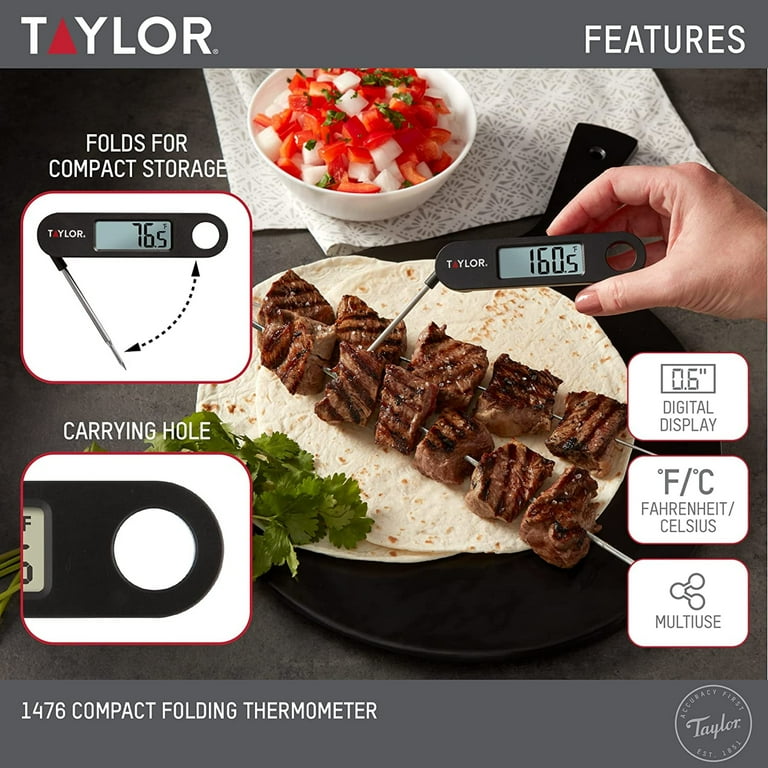 KitchenCraft Taylor Pro Melk Thermometer, 6 x 3 x 14,5 cm, Roestvrij Staal - Zwart en Zilver