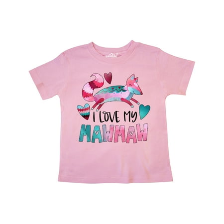 

Inktastic I Love My Mawmaw Pink and Blue Fox with Hearts Gift Toddler Boy or Toddler Girl T-Shirt