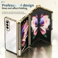 thumbnail image 6 of Cowithday for Samsung Galaxy Z Fold 3 Case with S Pen + S Pen Holder + Screen Protector + Hinge Protection, Hard Plating Frame All-Inclusive Luxury Crystal Clear Case Cover for Samsung Z Fold3, Gold, 6 of 7