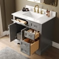 thumbnail image 5 of 36 in. Single Sink Freestanding Light Gray Wood Bath Vanity with White Engineered Marble Top (Assembled), 5 of 15