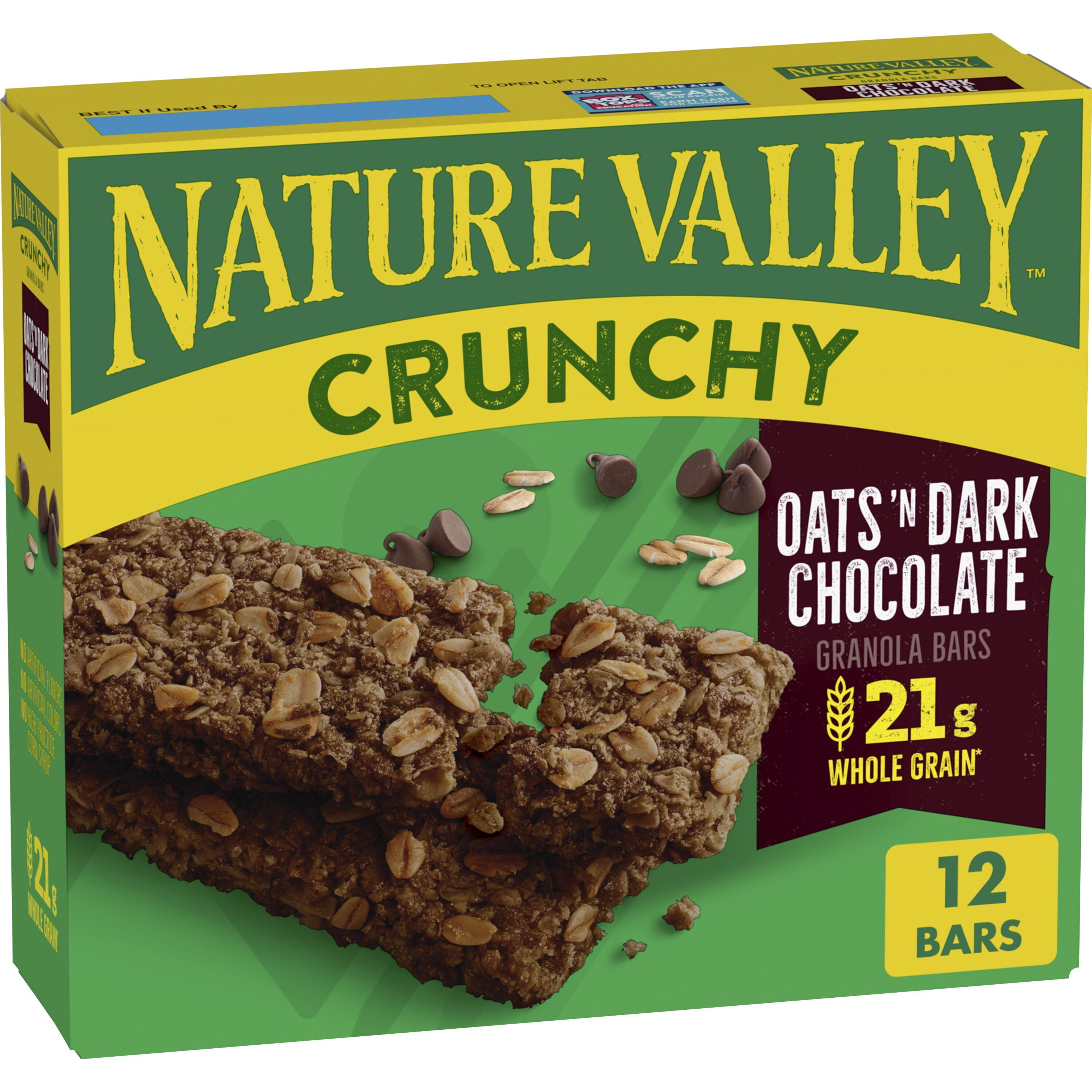 Nature Valley Crunchy Granola Bars, Oats 'n Dark Chocolate, 6 ct, 12
