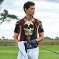 thumbnail image 3 of Honeii Gothic Skull With Roses Print Polo Shirt, A Classic Short-Sleeved, Button-Down Golf Shirt for Men,Mens Polo Shirts Short Sleeve-4X-Large, 3 of 6
