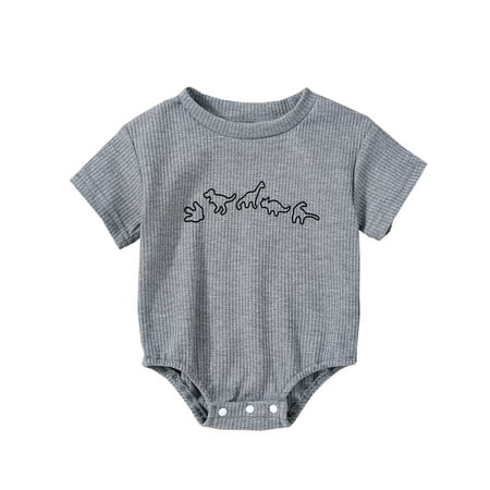 

Boys Girls Summer Short Sleeve Cartoon Dinosaur Prints Romper Bodysuit Baby Clothes