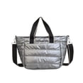 thumbnail image 2 of Bolso bandolera acolchado de algodón, elegante bolso de mano para mujer, ideal para viajes, fiestas y trabajo. Gris, 2 of 8