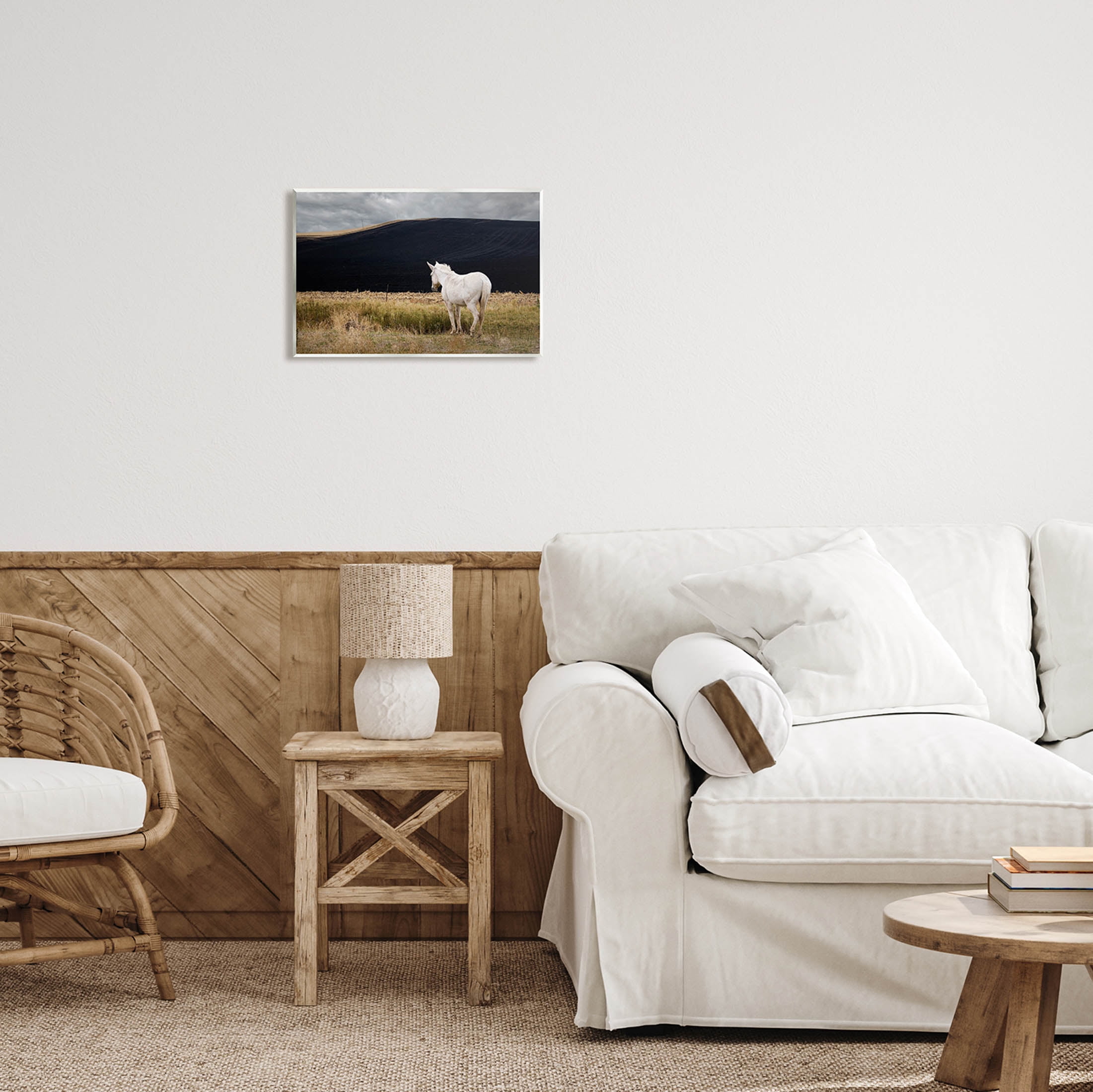 Stupell Industries Lone White Horse Vast Country Pasture Photograph Unframed Art Print Wall Art, Design by David Lorenz
