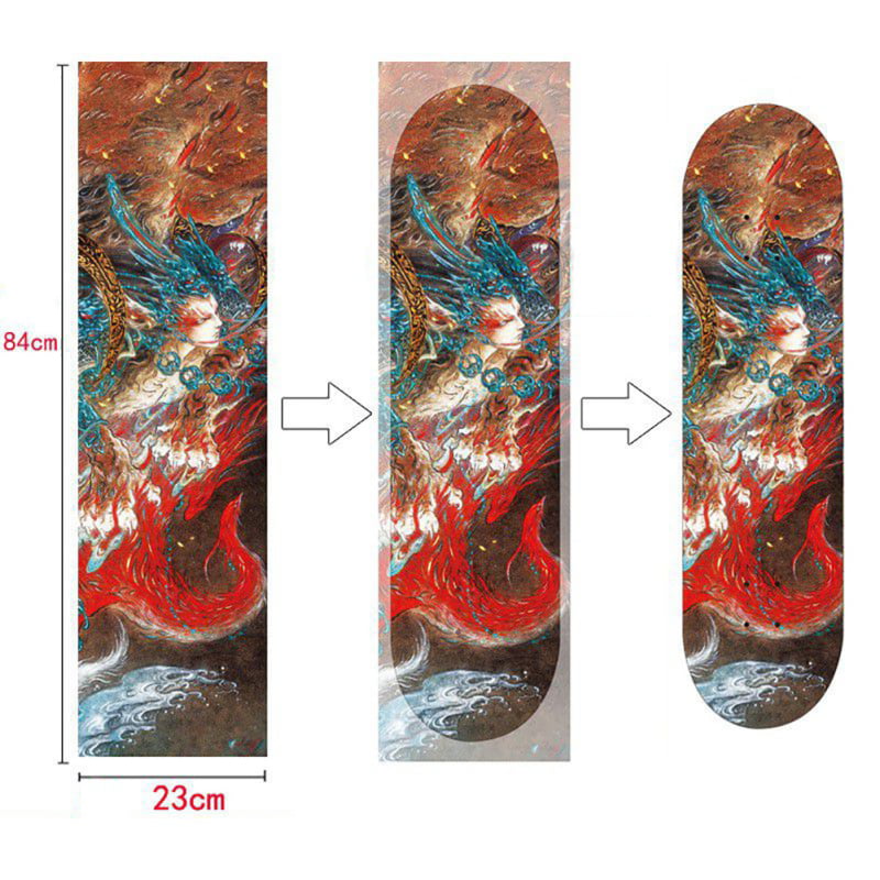 TROUBLE SKATEBOARDS Grip Tape Sheet Graphic 9 x 33 Bubble Free Waterproof Longboard Skateboard Scooter Anti Slip Griptape for Slippery Surfaces Stairs Rails Steps G17 