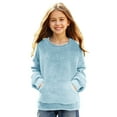 thumbnail image 2 of Miluxas Girl's Fall/Winter Casual Solid Color Long Sleeve Fleece Hooded Jacket Solid Color Sweatshirt Blue 11 Years, 2 of 9