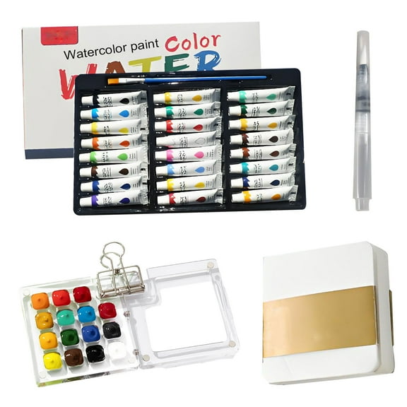 Mini Watercolor Set, Portable Travel Watercolor Painting kit, Sketchbook Palette, Wooden Palette Box, Portable Watercolor Set, Convenient For Artistic Creation, Gift for Painters and Artists