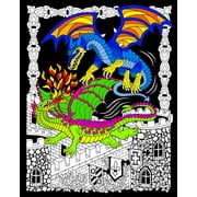 Dueling Dragons - Fuzzy Velvet Coloring Poster 16x20 Inches