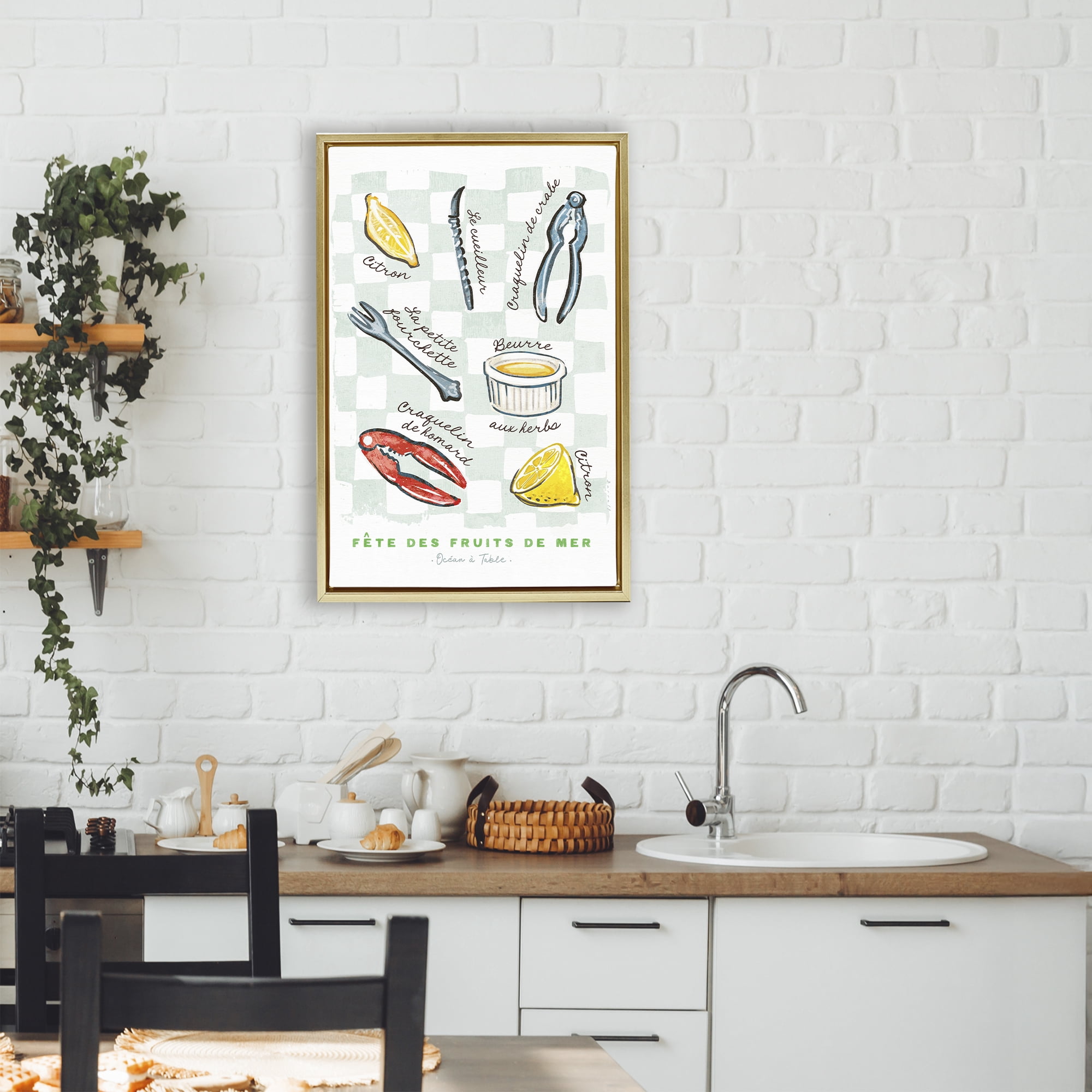 Stupell Industries Modern French Bistro Gold Framed Floater Canvas Wall Art, design by Chad Barrett