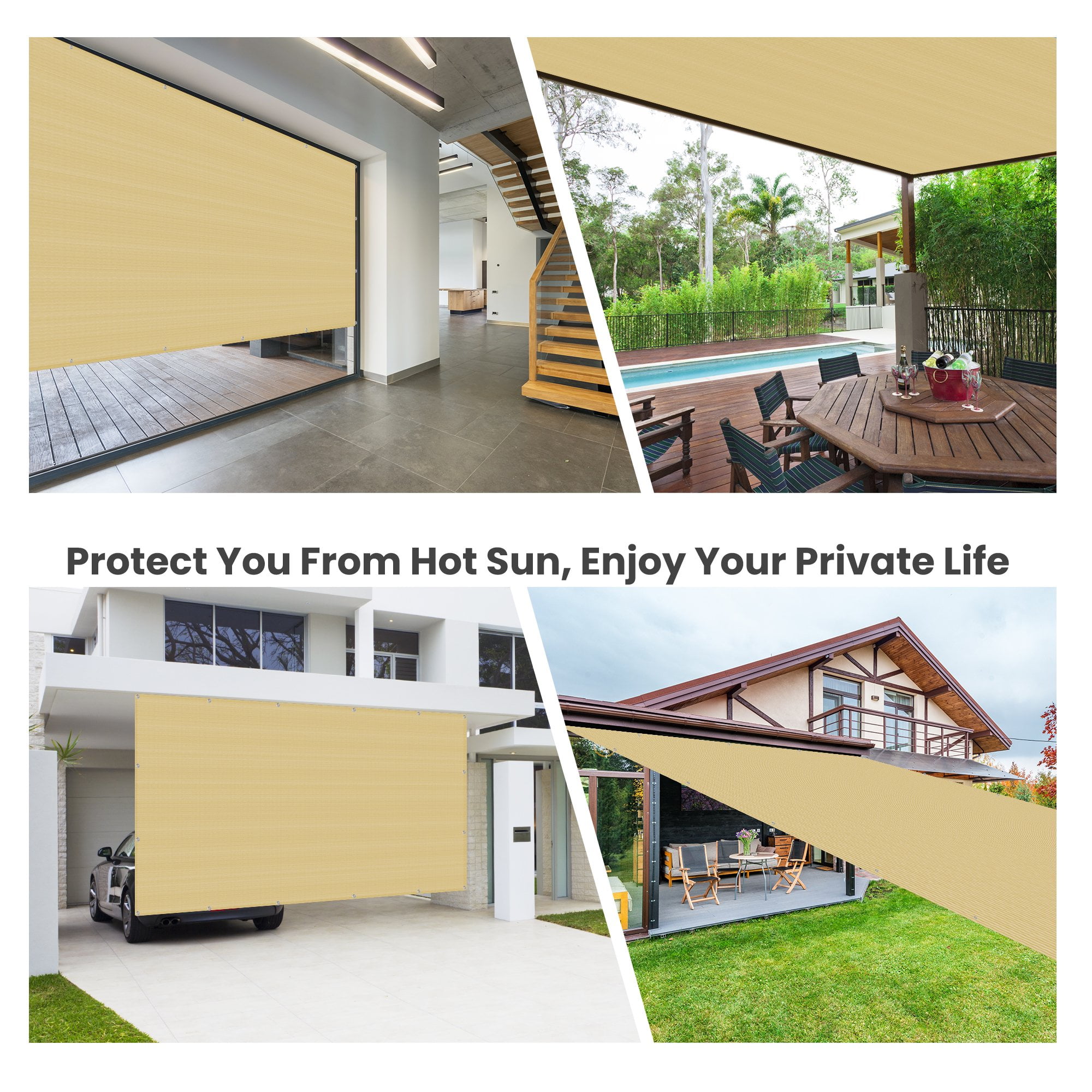 Shade Fabric Sun Shade Cloth Privacy Screen with Grommets for Patio Garden Pergola Cover Canopy 6x10 FT