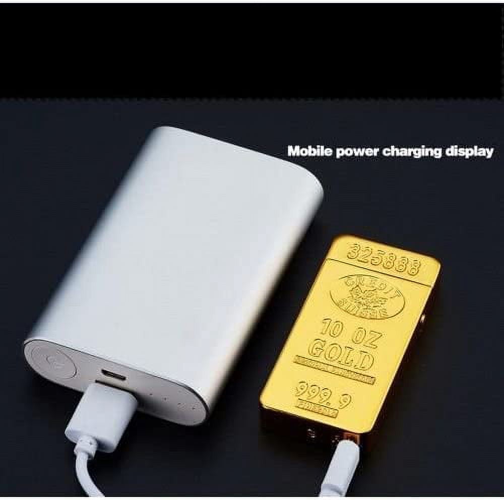 Arc USB Electronic Rechargeable Battery Windproof Gold Bar Shaped Cigar Cigarette Lighter - Gold