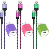 Charging Block,Type C Charger Block Fast Charging HopePow 3Pack 1A/5V Usb Wall Charger Block Adapter Plug with Type C Charging Cables 6ft USB C Cable High Speed Android Charger Phone Cords Type C