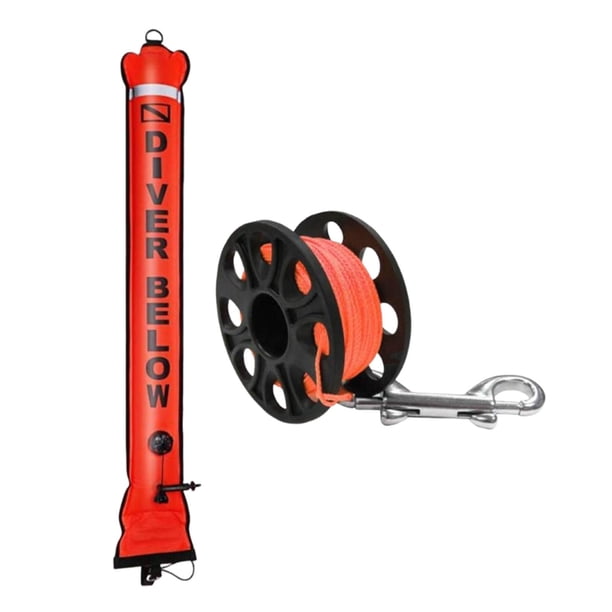 Boya marcadora de superficie de buceo, tubo de señal inflable, salchicha de seguridad compacta para 18 m x 15 cm